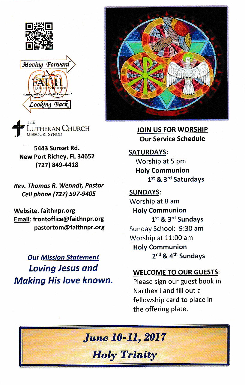 Worship Service Bulletins Faith Lutheran Church