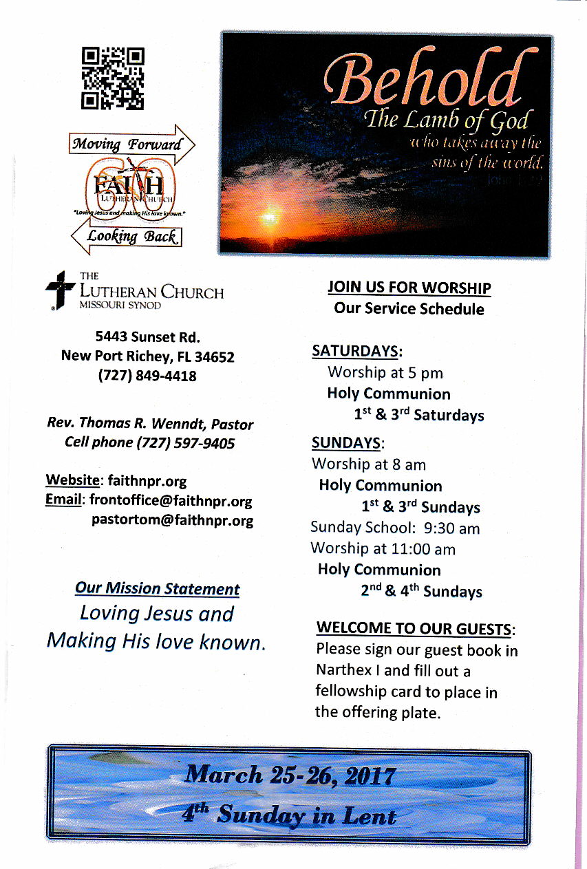 Worship Service Bulletins | Faith Lutheran Church