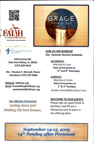 Worship Service Bulletins | Faith Lutheran Church